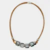 Collier en liège et perles - Gris