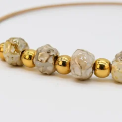 Collier en liège et perles - Gris