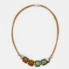 Collier en liège et perles - Vert