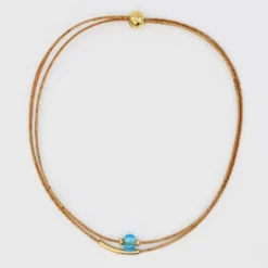 Collier en liège et perle - Turquoise