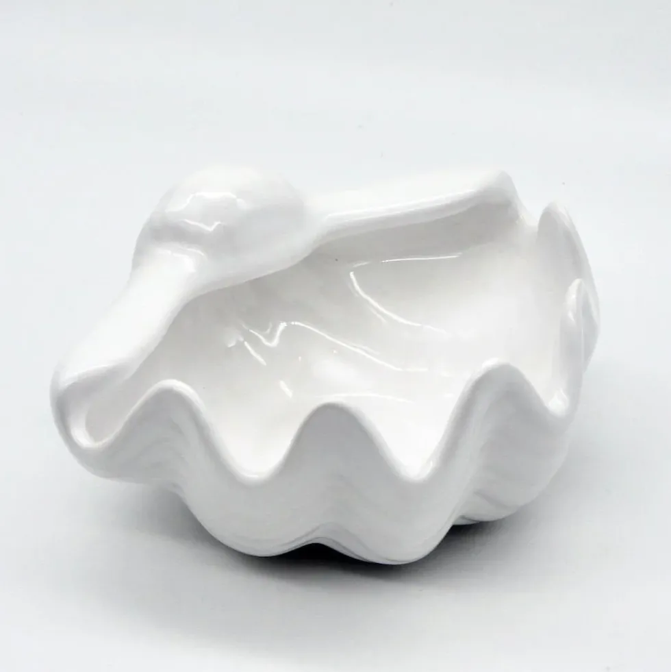 Coquillage en céramique 16cm - Blanc