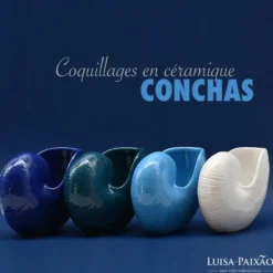 Coquillage en céramique 17cm - Bleu Cobalt
