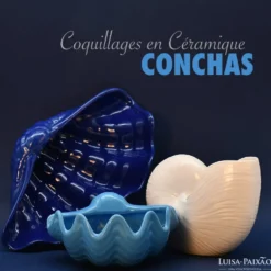 Coquillage en céramique 28cm - Bleu Turquoise