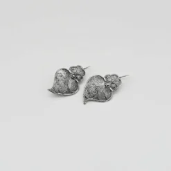 Coração de Viana I Boucles d'oreille en argent oxydé - 3.5cm