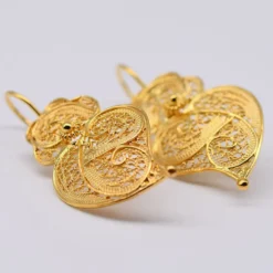Coração de Viana I Boucles d'oreille en argent doré - 3cm