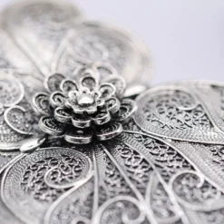Coração de Viana I Boucles d'oreille en argent oxydé - 6.5cm