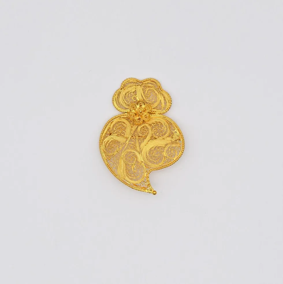 Coração de Viana I Broche en argent doré - 6cm