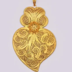 Coração de Viana I Pendentif en argent doré - 11 cm