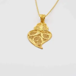 Coração de Viana I Pendentif en argent doré - 3.5cm