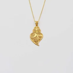 Coração de Viana I Pendentif en argent doré - 3.5cm
