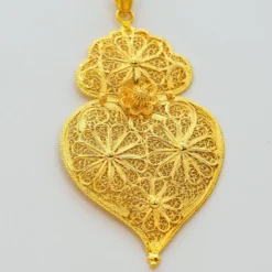 Coração de Viana I Pendentif en argent doré - 8cm