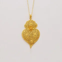 Coração de Viana I Pendentif en argent doré - 8cm