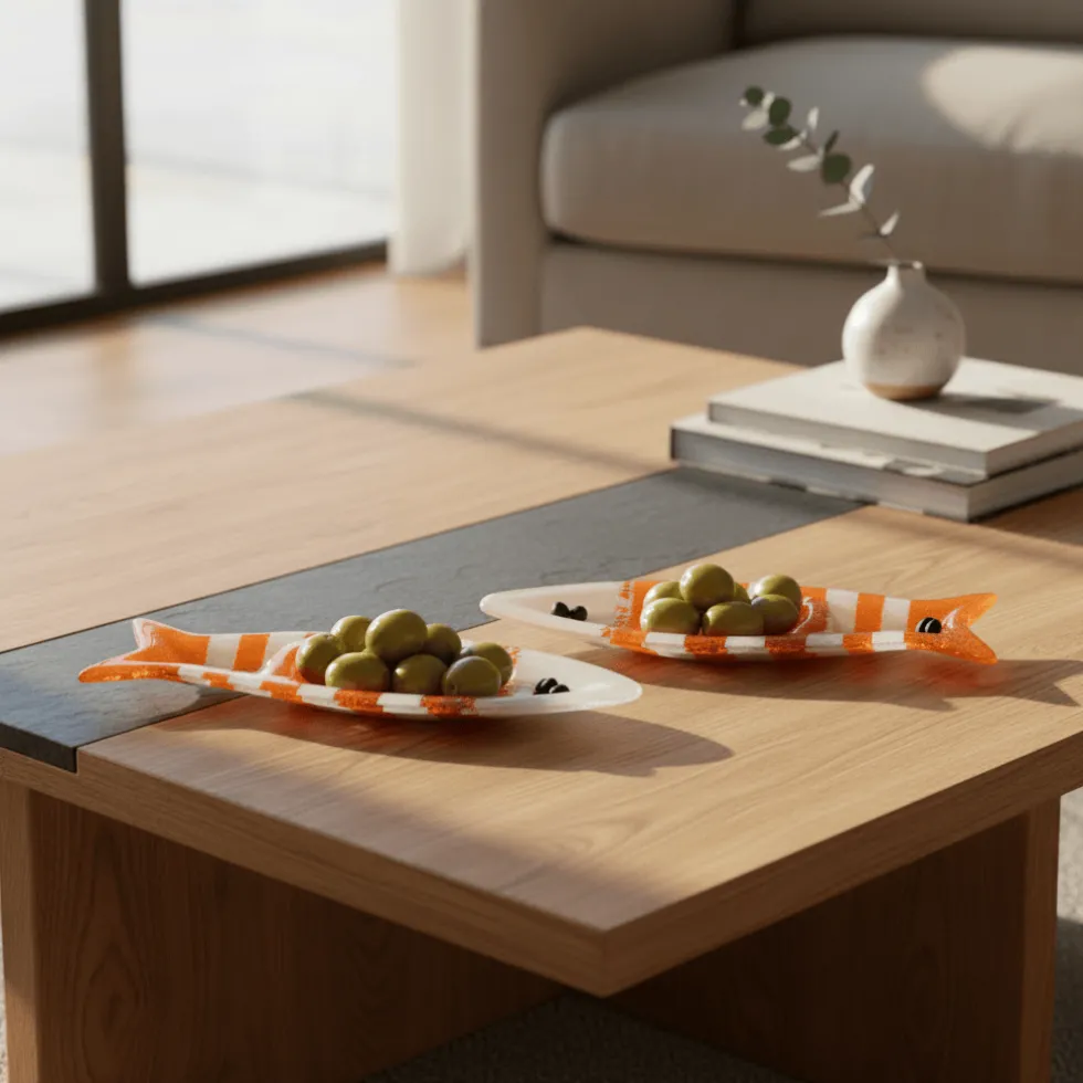 Coupe à olive en verre - Orange