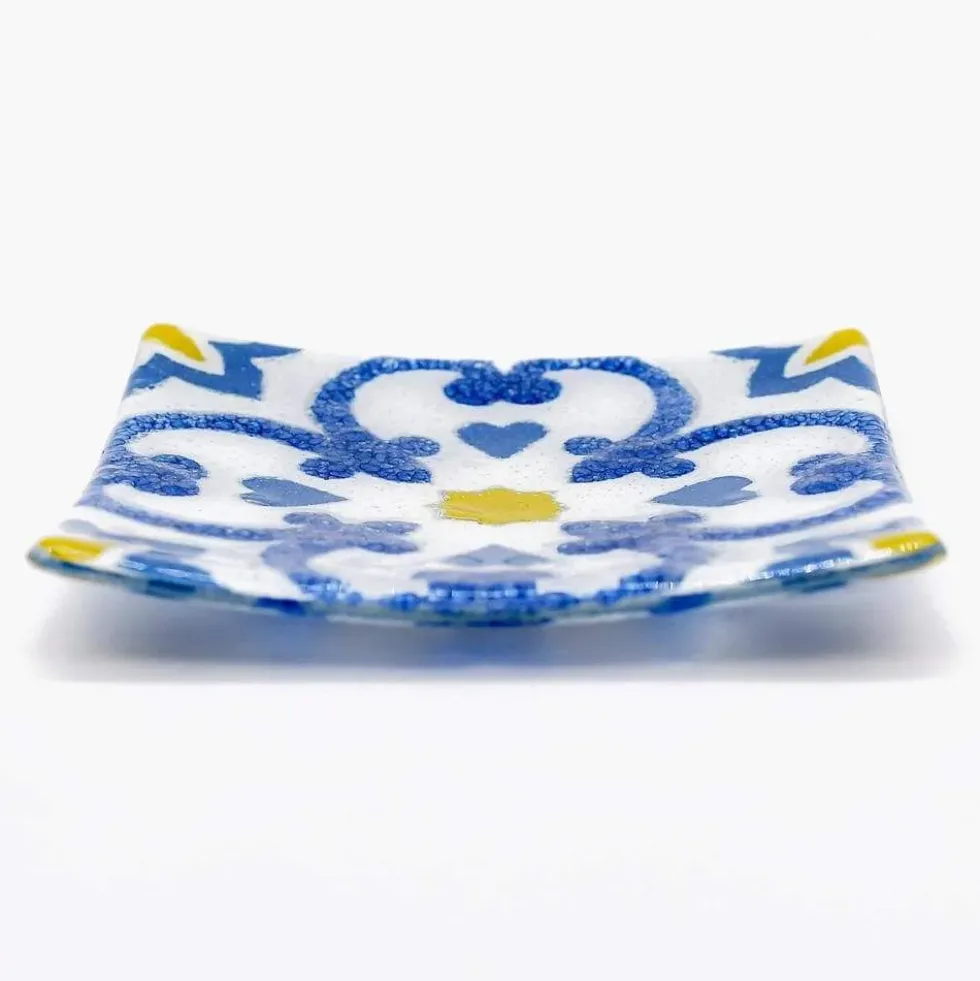 Coupe plate en verre fusionné "Azulejos"