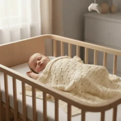 Couverture en maille pour bébé - Blanc