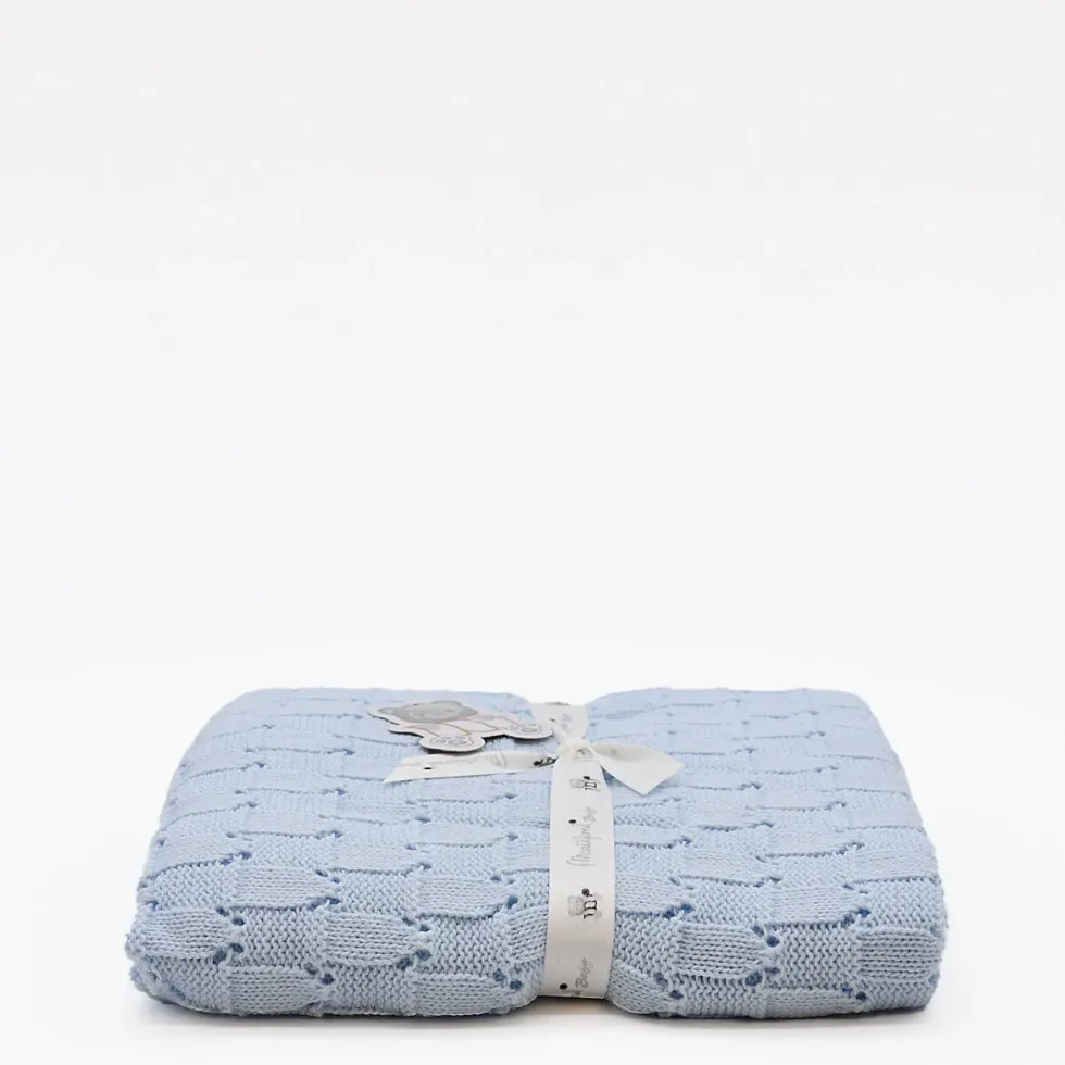 Couverture en maille pour bébé - Bleu