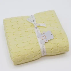 Couverture en maille pour bébé - Jaune