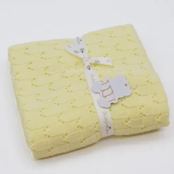 Couverture en maille pour bébé - Jaune