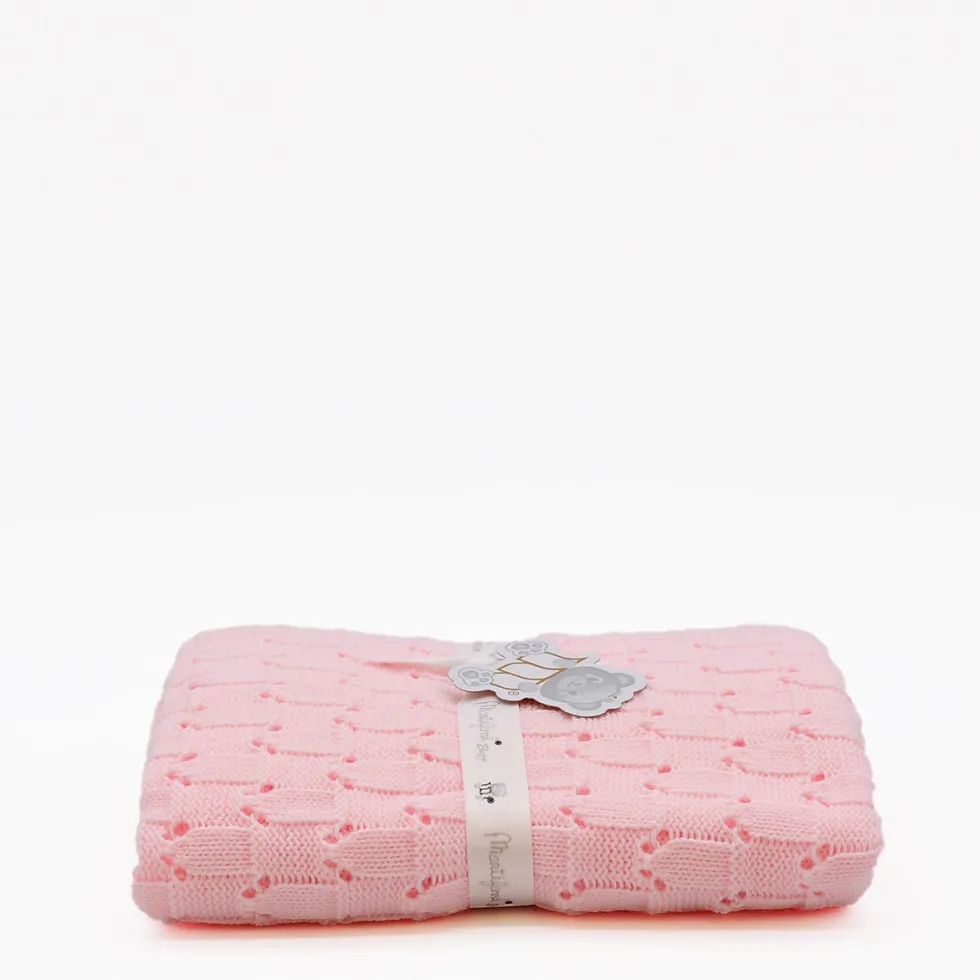 Couverture en maille pour bébé - Rose