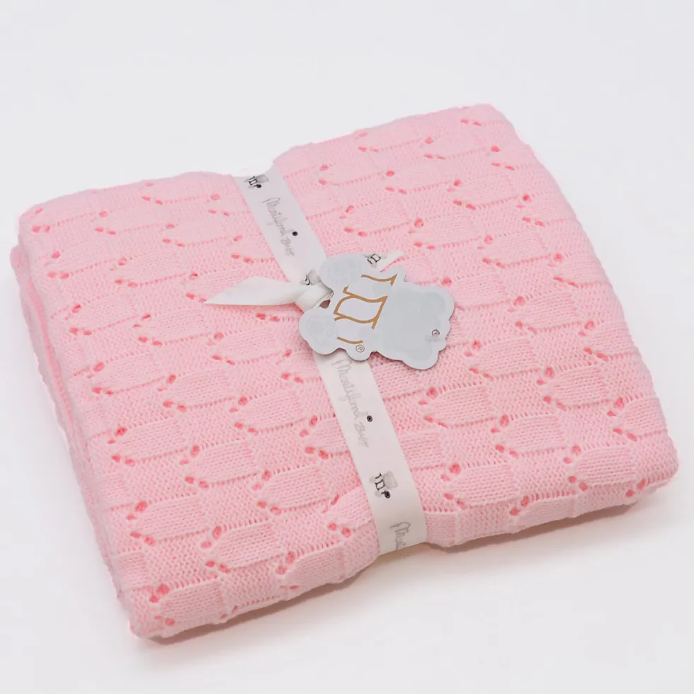 Couverture en maille pour bébé - Rose
