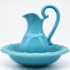 Cruche et bassine de toilette en céramique - Turquoise