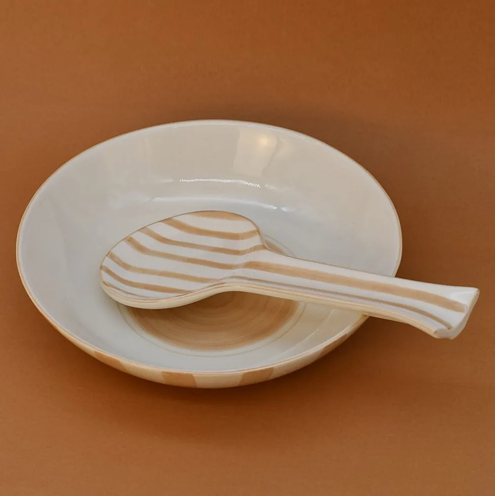 Cuillère de service rayée "Costa Nova Mar" - Moka