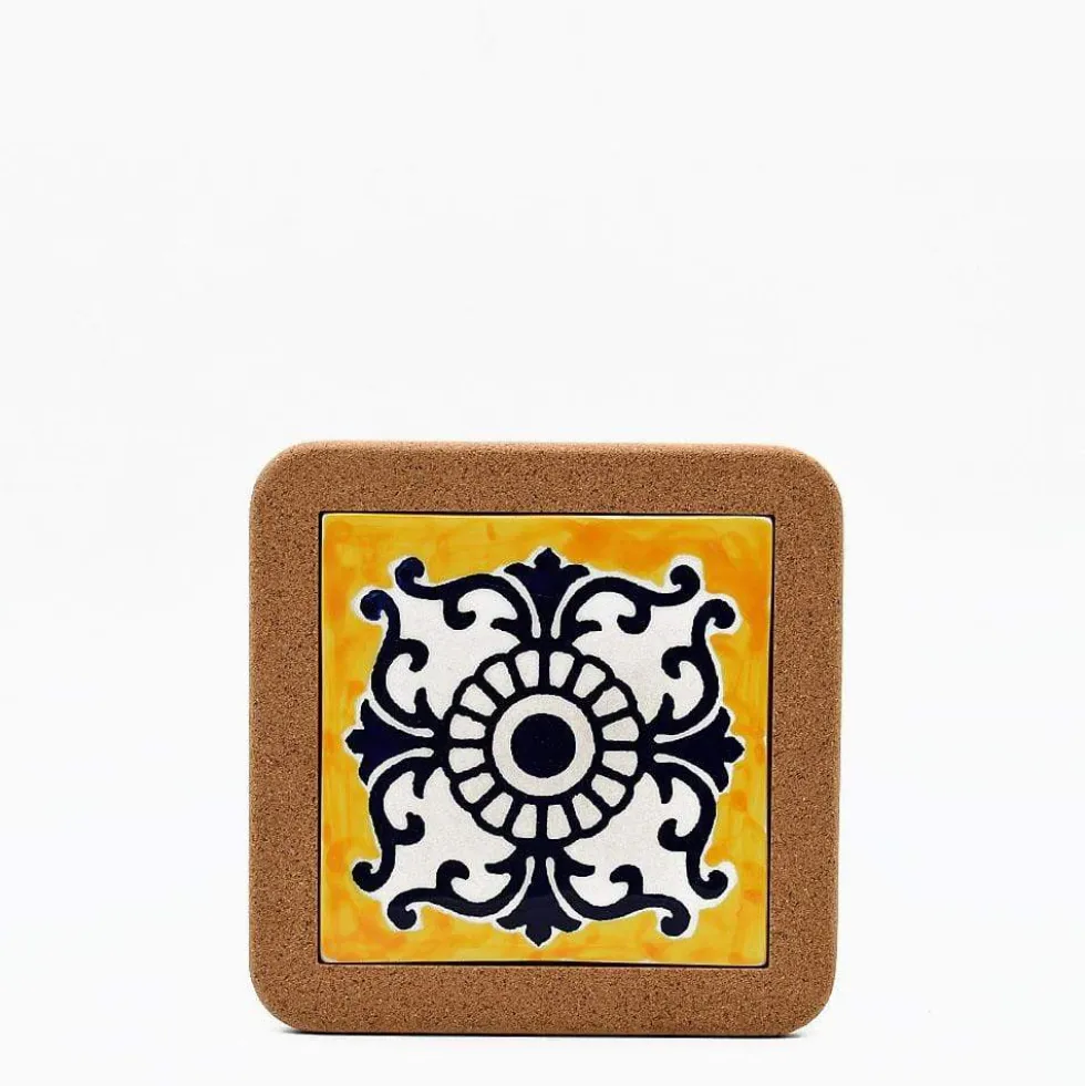 Dessous de plat en liège et céramique "Azulejo" 3 motifs - 20cm