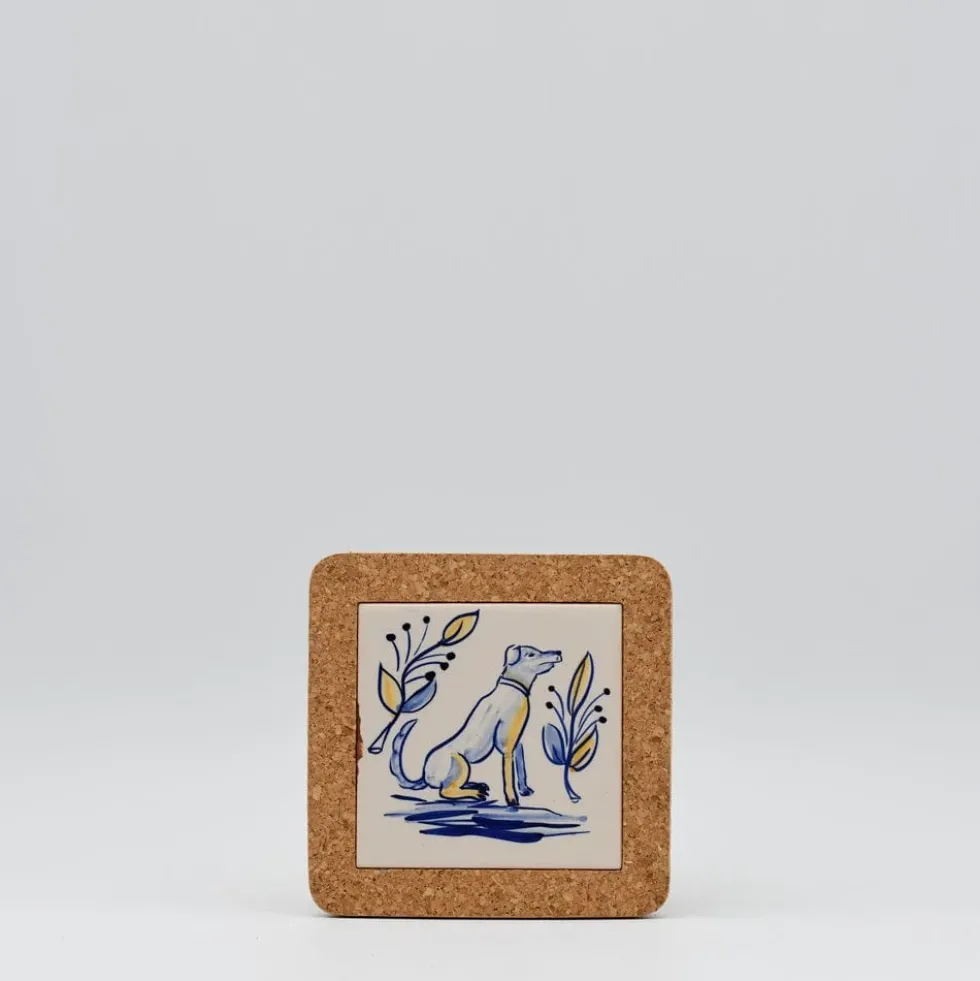 Dessous de plat en liège et céramique "Cães" 15cm - 3 motifs