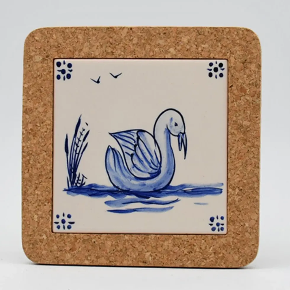 Dessous de plat en liège et céramique "Pássaros" 15cm - 7 motifs