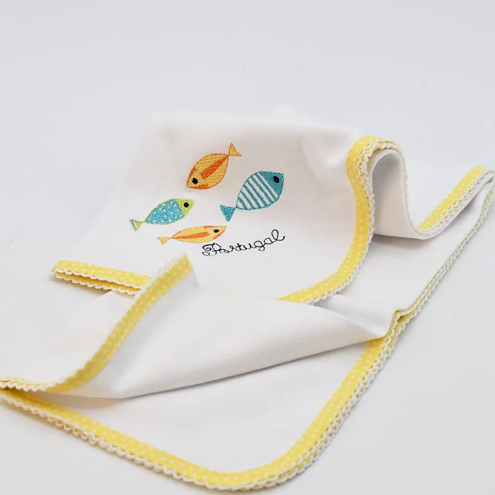 Doudou en coton "Sardinhas" - Jaune