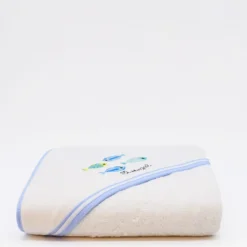Drap de bain à capuche en coton "Sardinhas" - Bleu