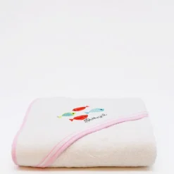 Drap de bain à capuche en coton "Sardinhas" - Rose