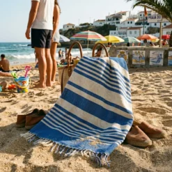 Drap de plage portugais en coton - Bleu