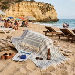 Drap de plage portugais en coton - Gris