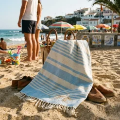 Drap de plage portugais en coton - Turquoise