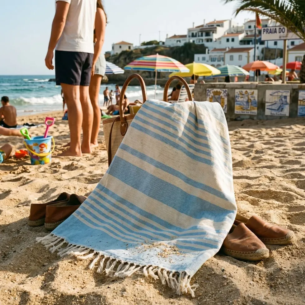 Drap de plage portugais en coton - Turquoise