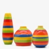 Ensemble de 3 vases rayés multicolores