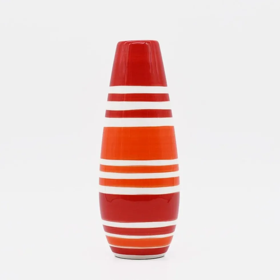 Ensemble de 3 vases rayés rouges