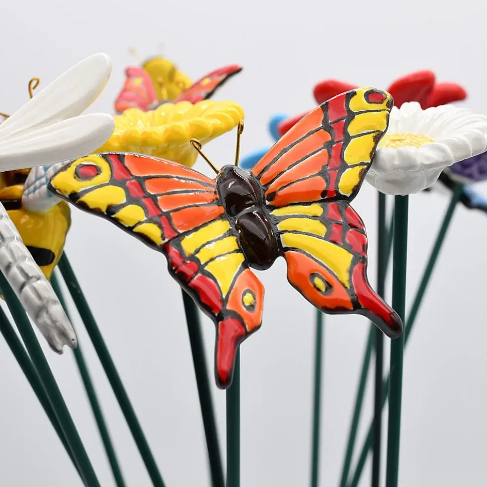 Fleurs et papillons artificiels en céramique