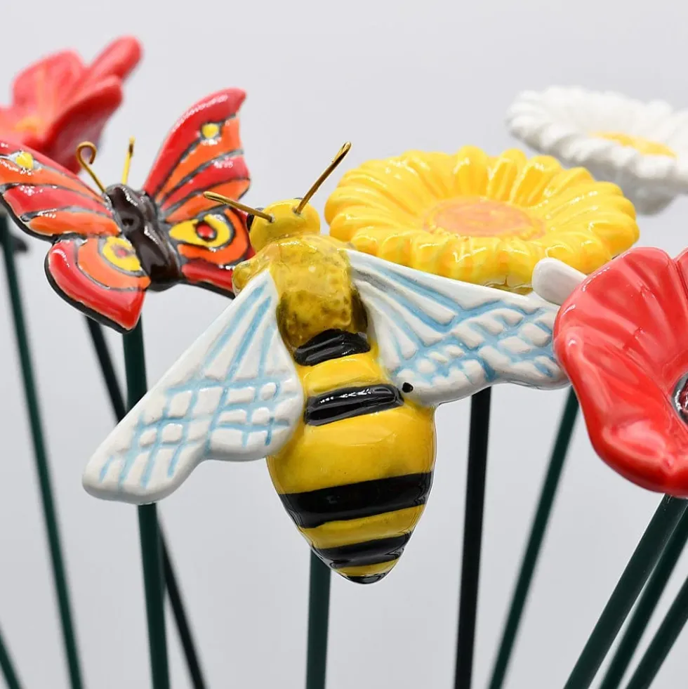 Fleurs et papillons artificiels en céramique