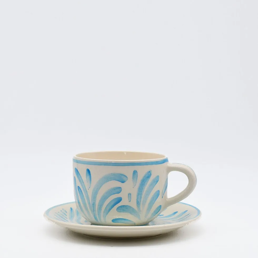 Grande tasse et sous-tasse en céramique "Andorinha" - Turquoise