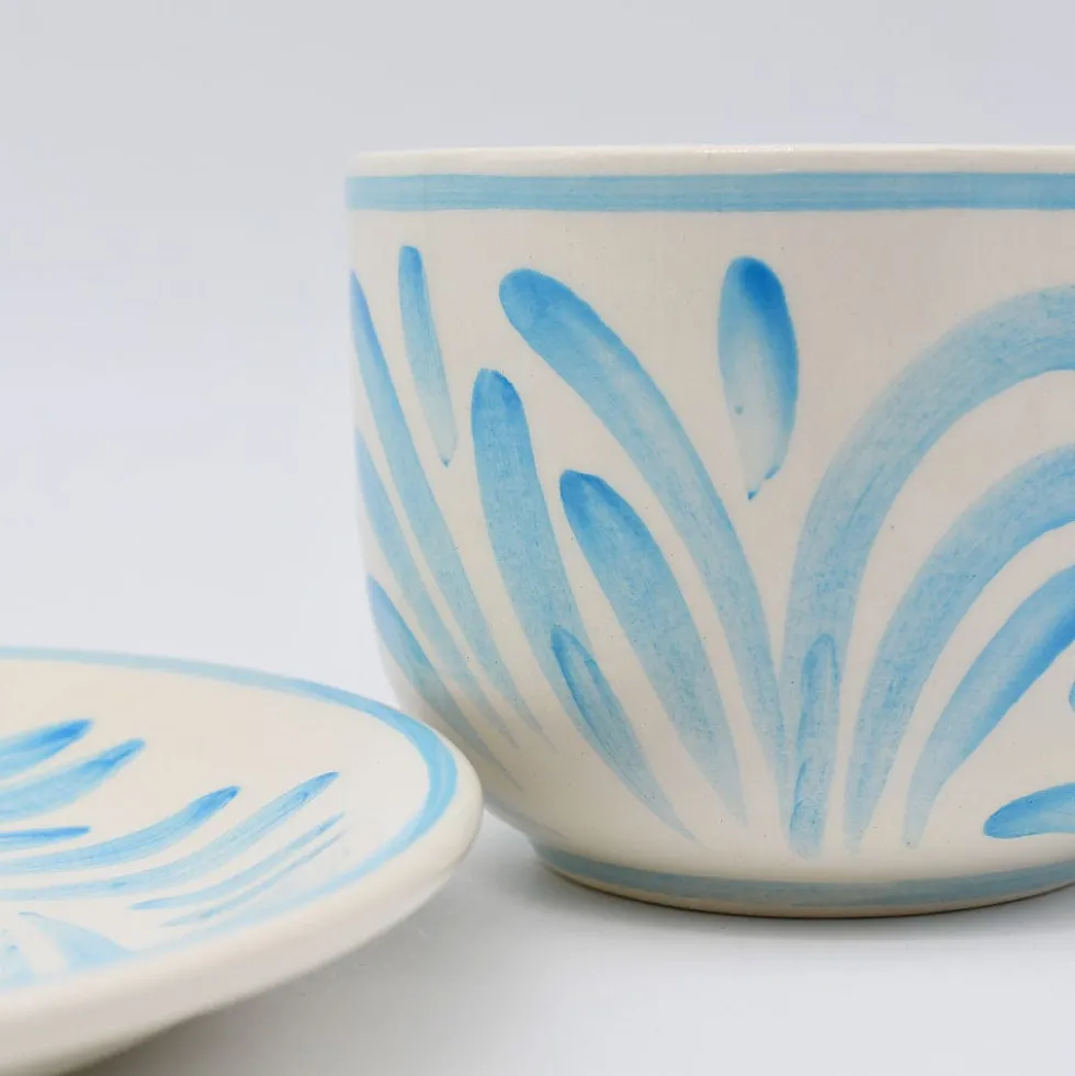 Grande tasse et sous-tasse en céramique "Andorinha" - Turquoise