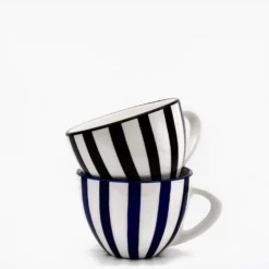 Grande tasse rayée "Costa Nova Mar" - Noire