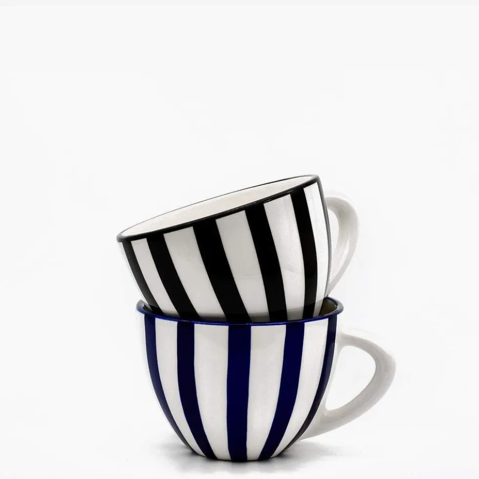 Grande tasse rayée "Costa Nova Mar" - Noire