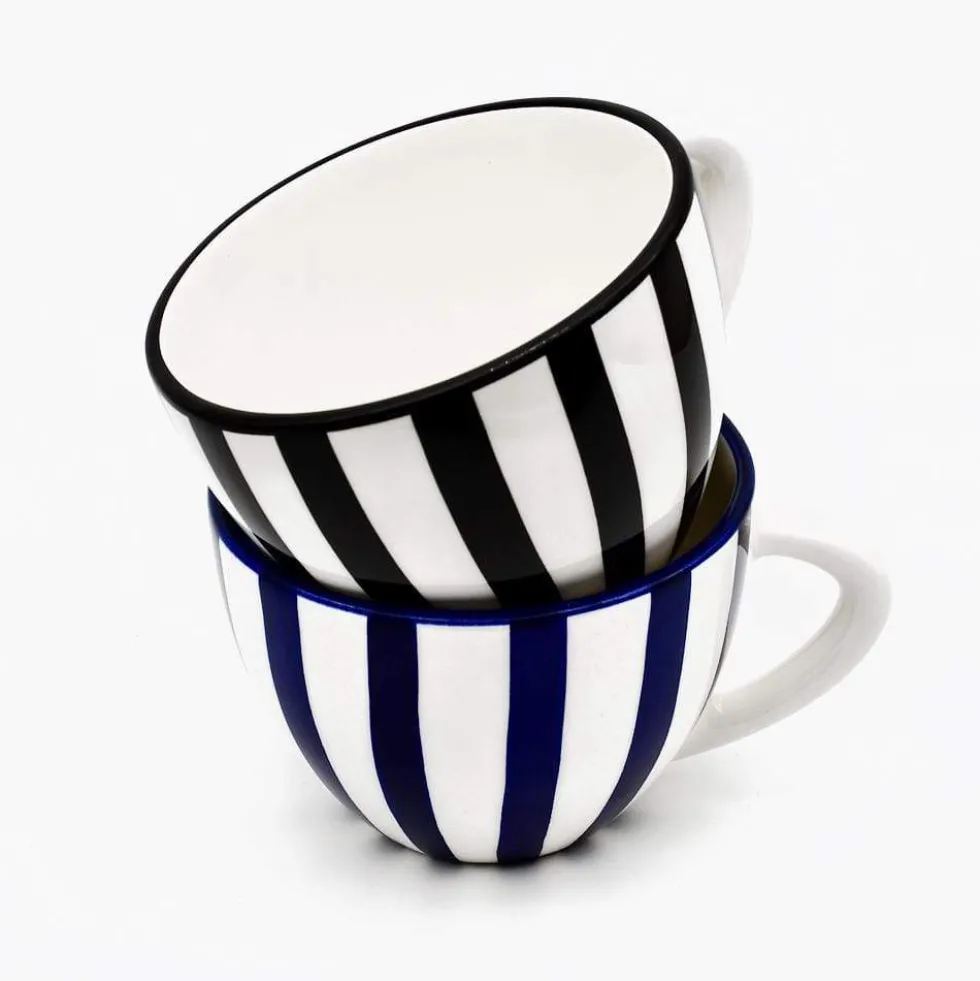 Grande tasse rayée "Costa Nova Mar" - Noire