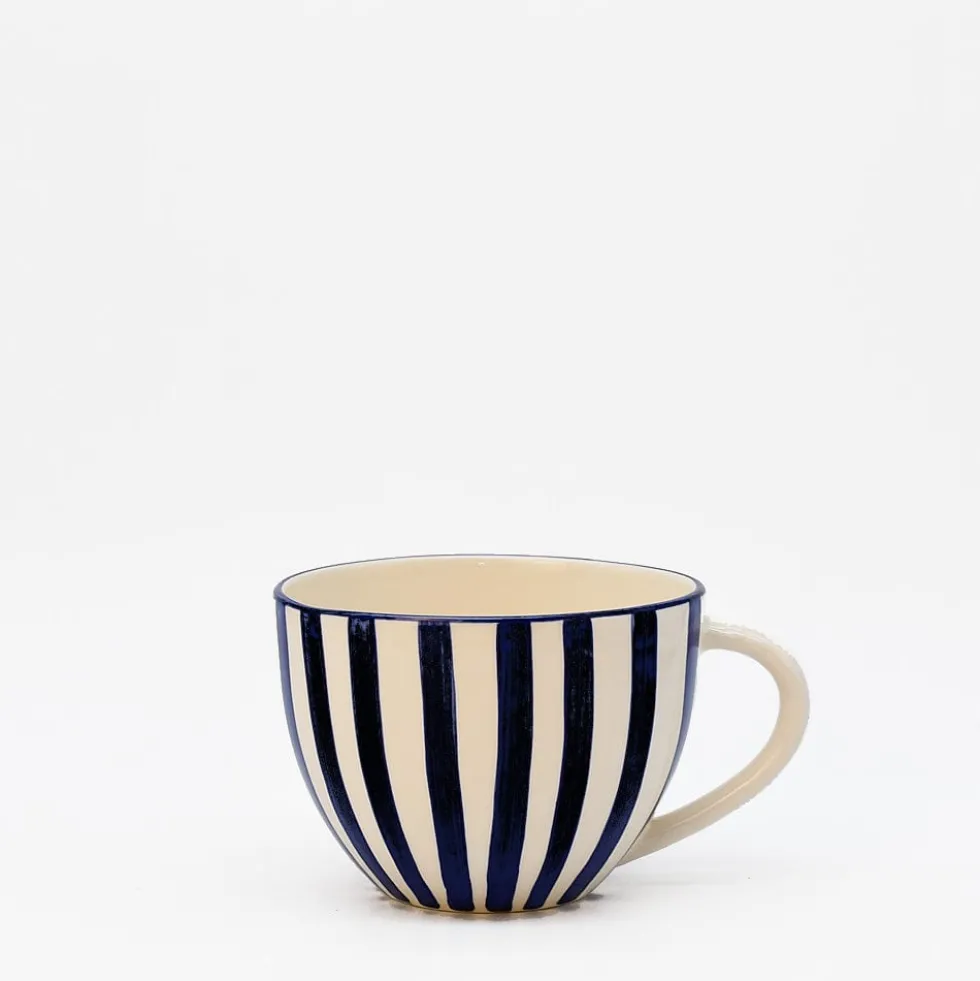 Grande tasse rayée "Costa Nova Mar" - Noire