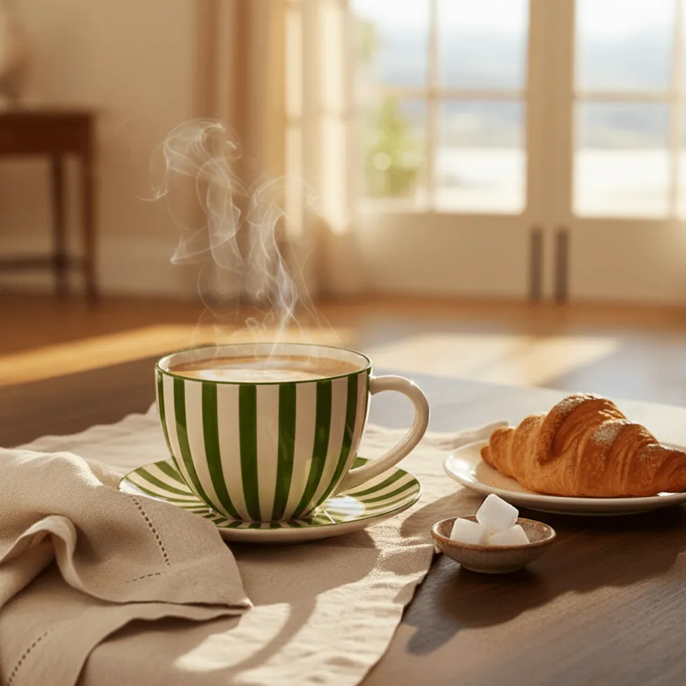 Grande tasse rayée "Costa Nova Mar" - Verte
