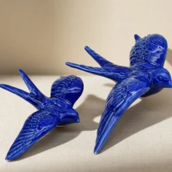 Hirondelle de Caldas da Rainha en céramique bleue