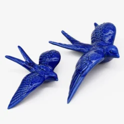 Hirondelle de Caldas da Rainha en céramique bleue