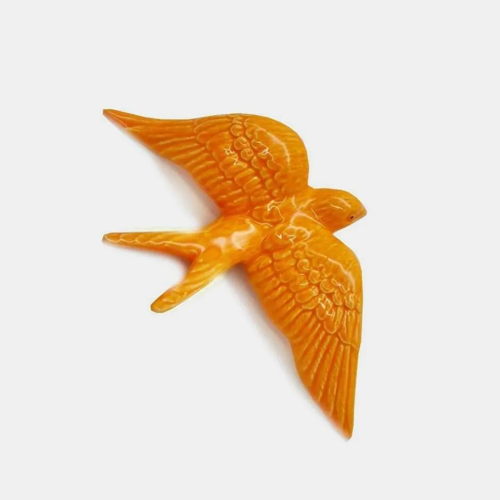 Hirondelle de Caldas da Rainha en céramique orange